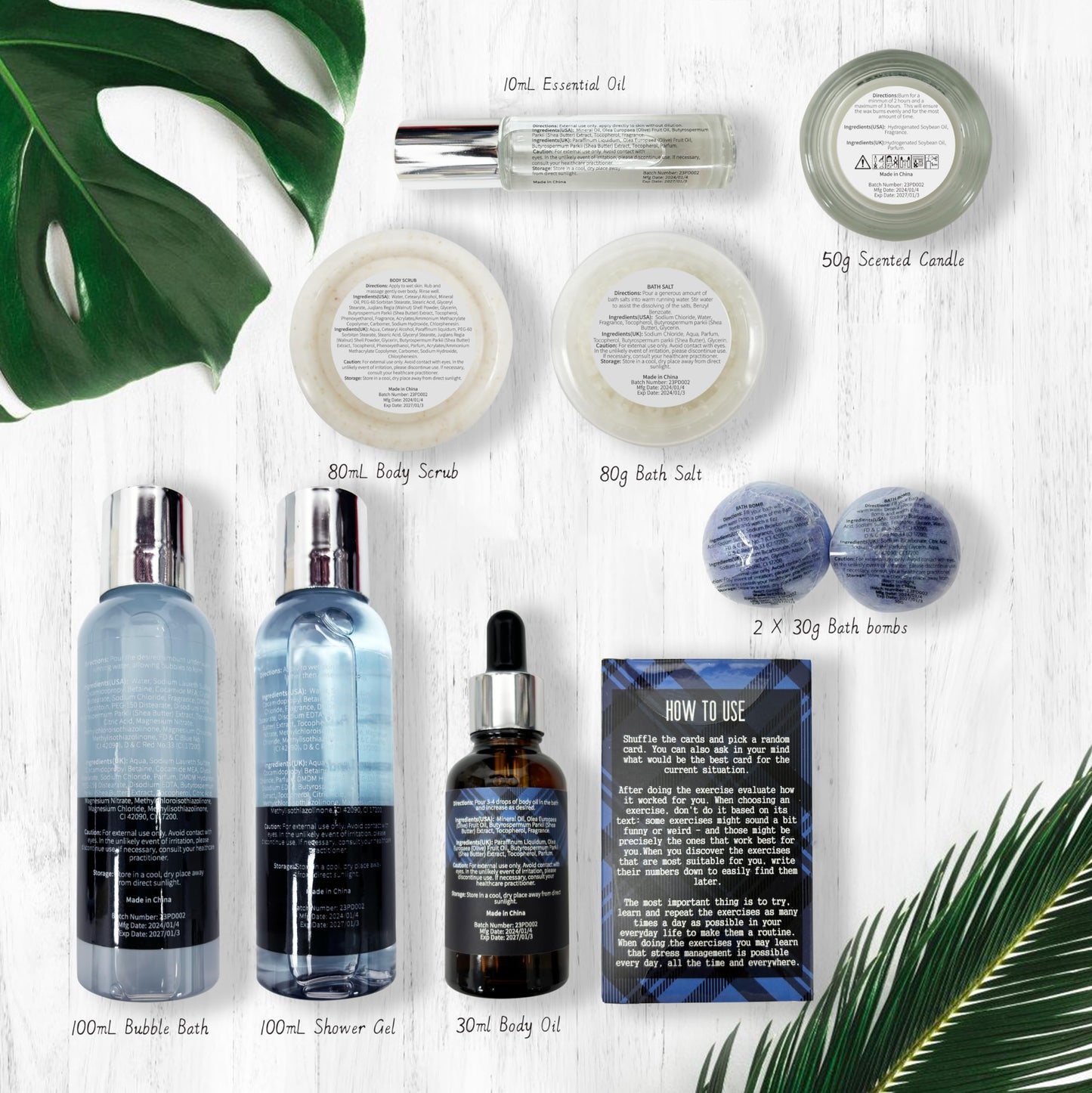 PEARLWORLD complete mens luxury self skin care set display arranged on bathroom counter
