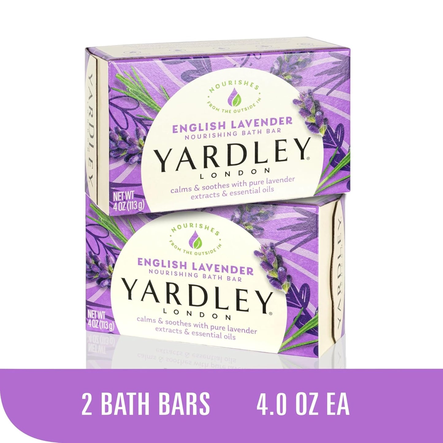Back label of Yardley London soap pack displaying paraben free and sulfate free claims