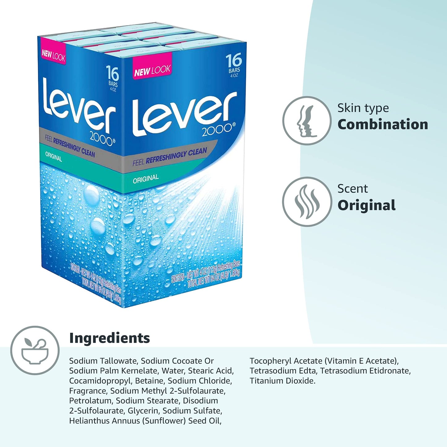Side view of Lever 2000 16 count soap box