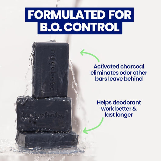 Megababe detoxifying charcoal underarm soap bar showing outer space themed packaging