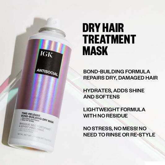 IGK Antisocial bond-building spray application on hair