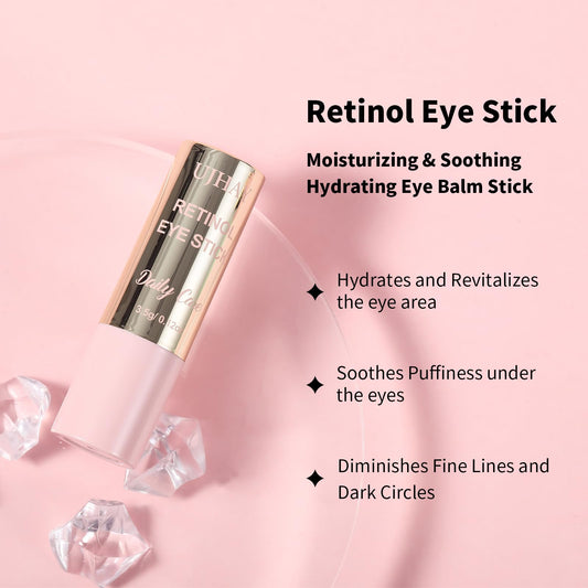Anti-aging eye balm stick open container displaying the creamy formulation texture.