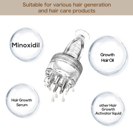 Transparent liquid hair serum applicator with comb teeth