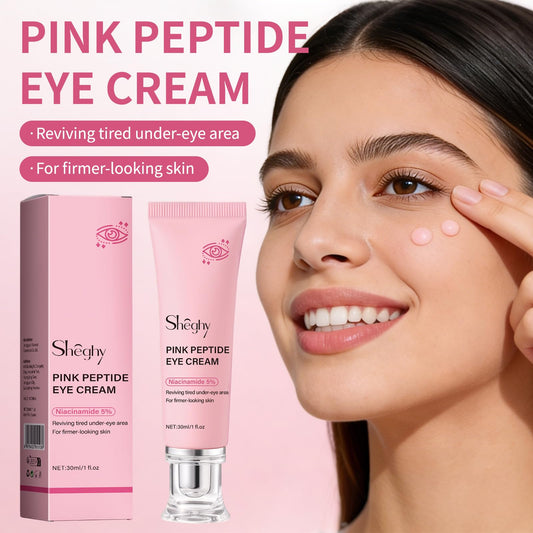 Sheghy PDRN under eye treatment tube alongside its product carton box displaying ingredient details