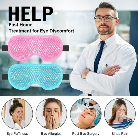 BeeVines cooling ice masks pack of two showing the soft plush fabric side and adjustable strap