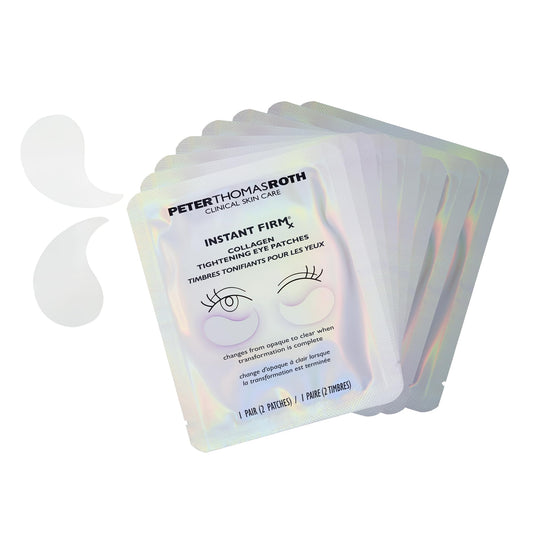 Peter Thomas Roth collagen eye patches jar showing the innovative gel patches that turn from opaque to clear.