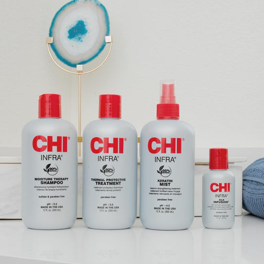 CHI Infra Shampoo twelve ounce bottle for gentle cleansing and moisture