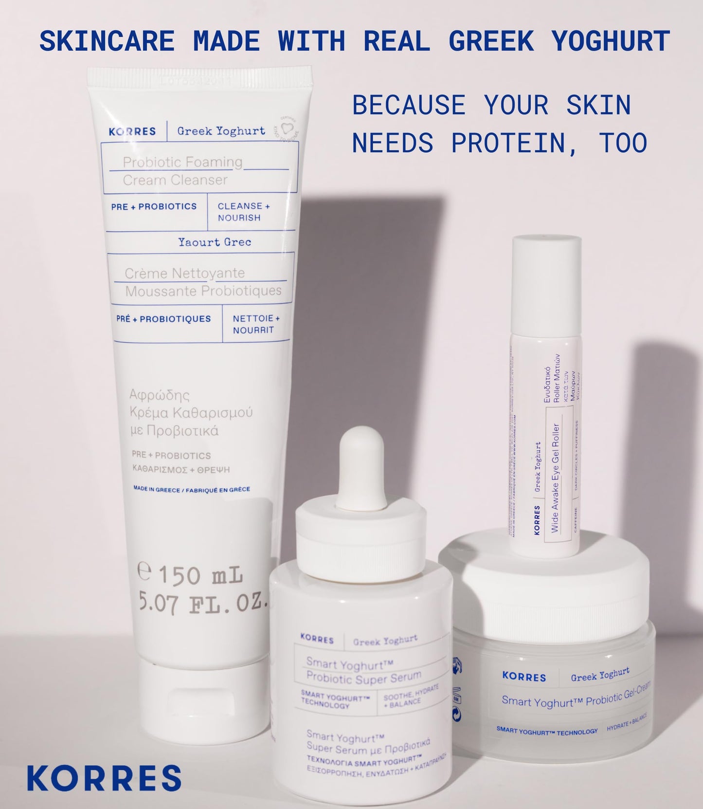 Side view of Korres Greek Yoghurt Eye Gel 0.51 fluid ounce bottle