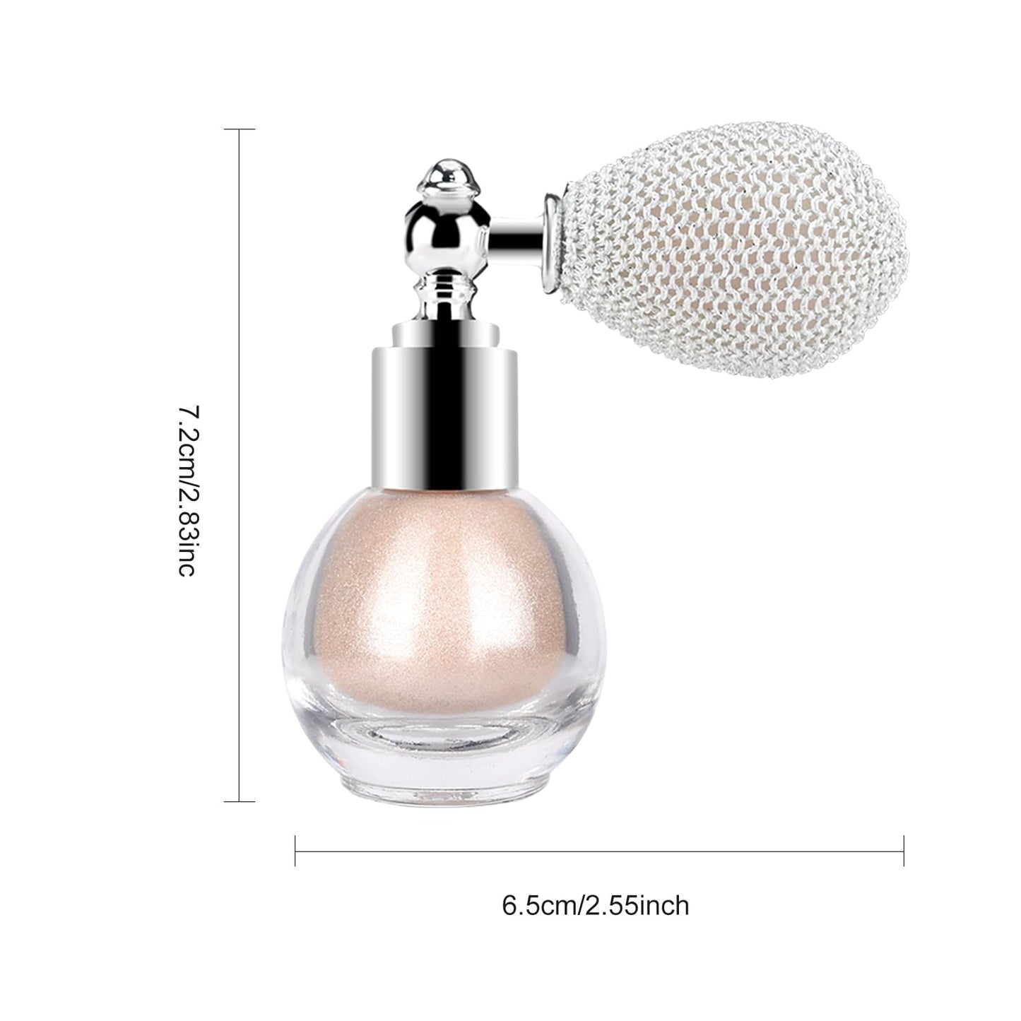 Kyda sparkling powder makeup application instructions and vintage pump details