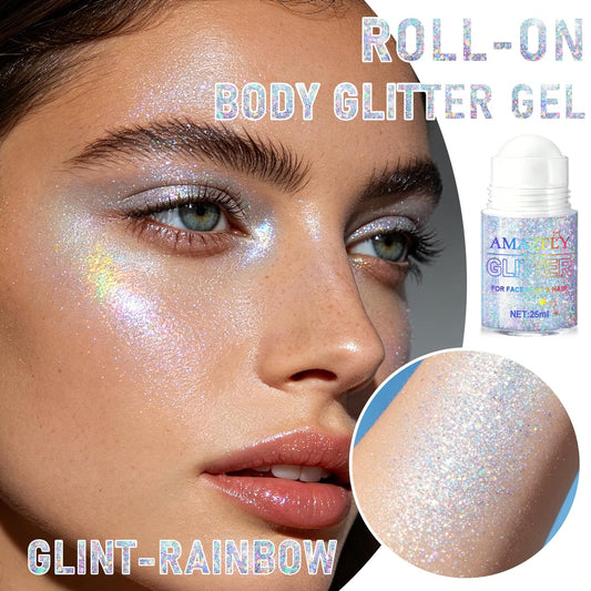 GADMLURY chunky mermaid sequins shimmering gel applied on arms showing the Glint-Rainbow iridescent color-shift under bright light.