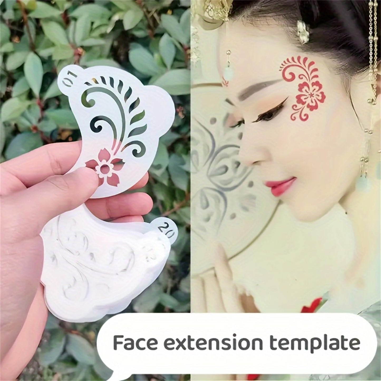 Skin safe PET plastic stencils with professional floral and animal designs for makeup artists.