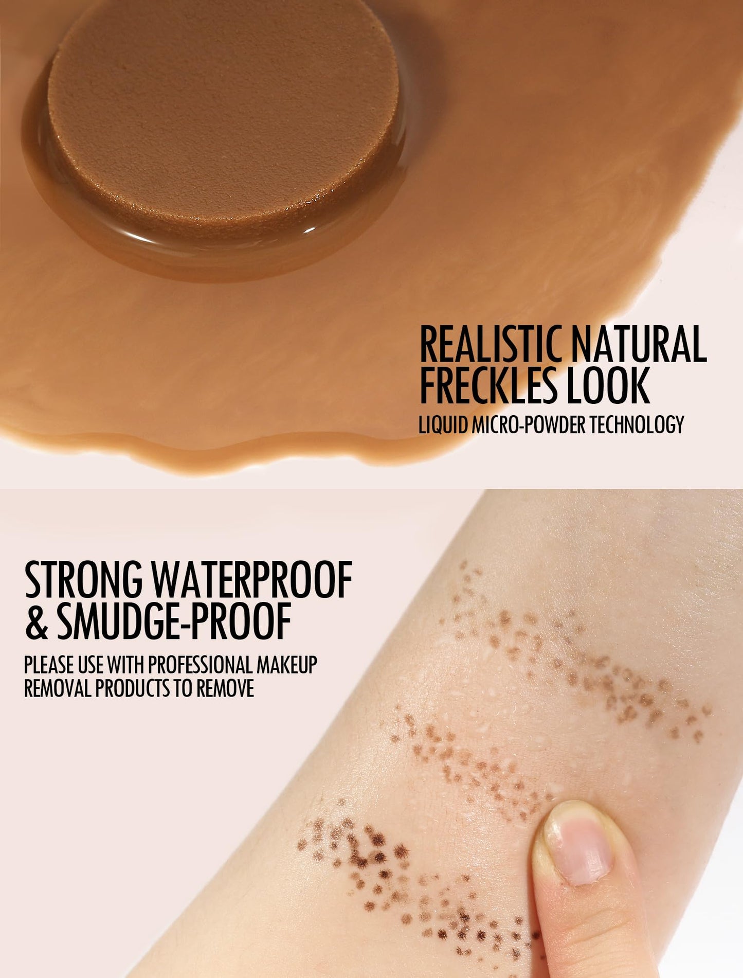 Anglicolor fake freckle stamp cardboard retail box and inner dual-ended product layout view.
