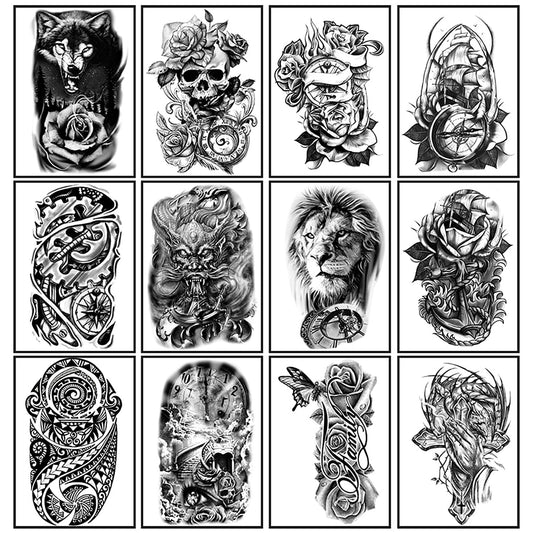 Detailed view of Yazhiji large half-arm temporary tattoo sheet