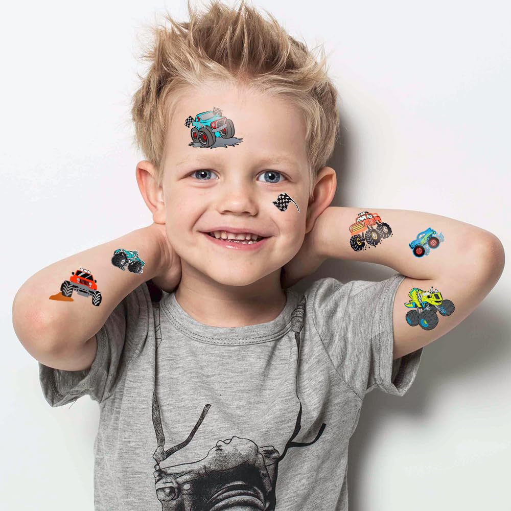 Full set of 75 pieces monster truck and racing car tattoos
