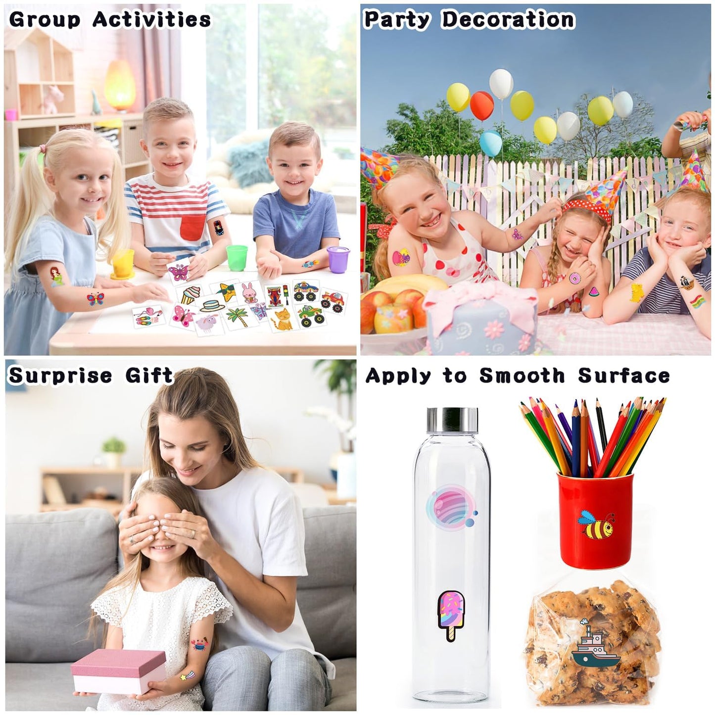 Educational or fun classroom activity using temporary tattoo stickers