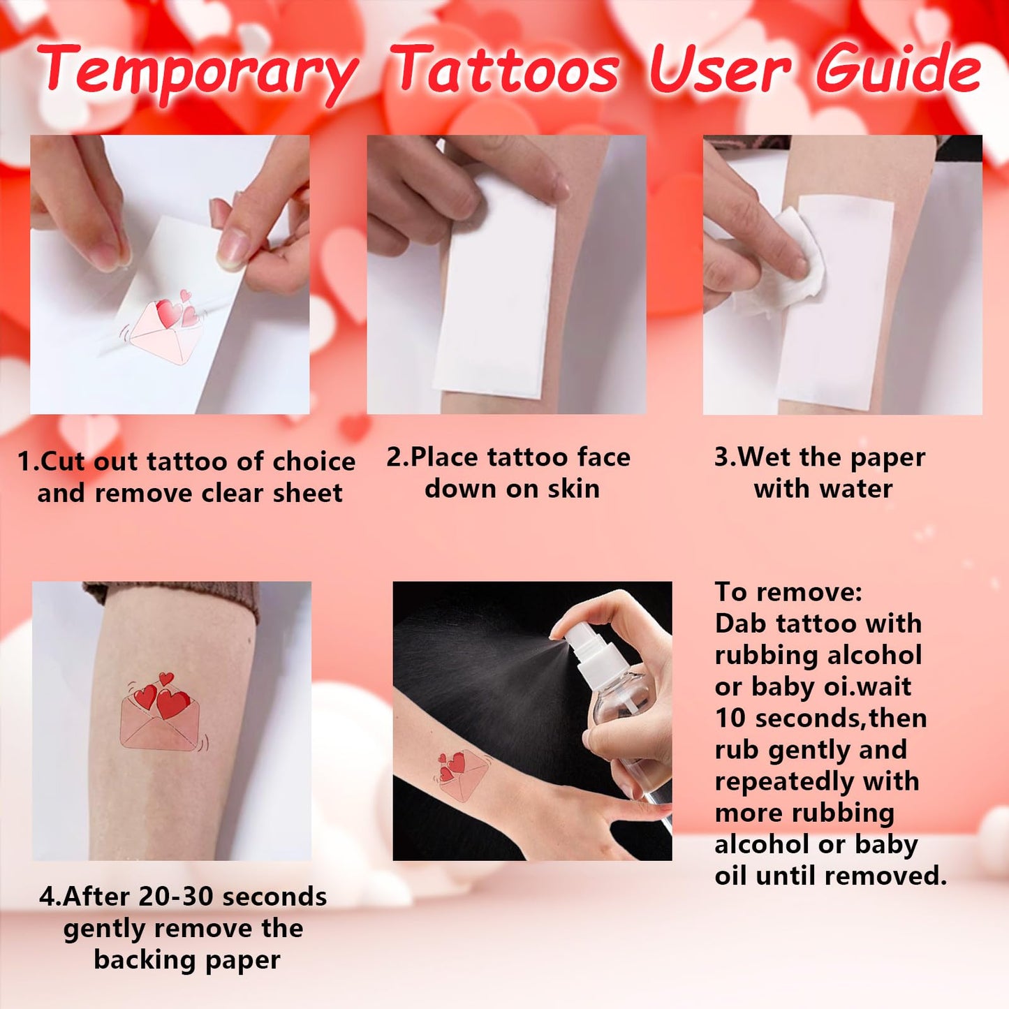 Full pack of 180 pieces Valentines temporary tattoos for gifts