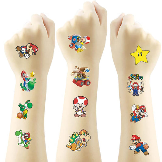 Childrens temporary tattoo set featuring Mario and Luigi characters