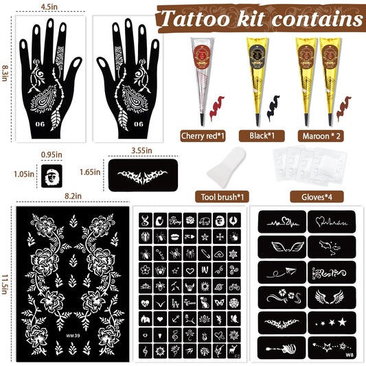 Close up of 77 stencil designs included in InkForge tattoo kit