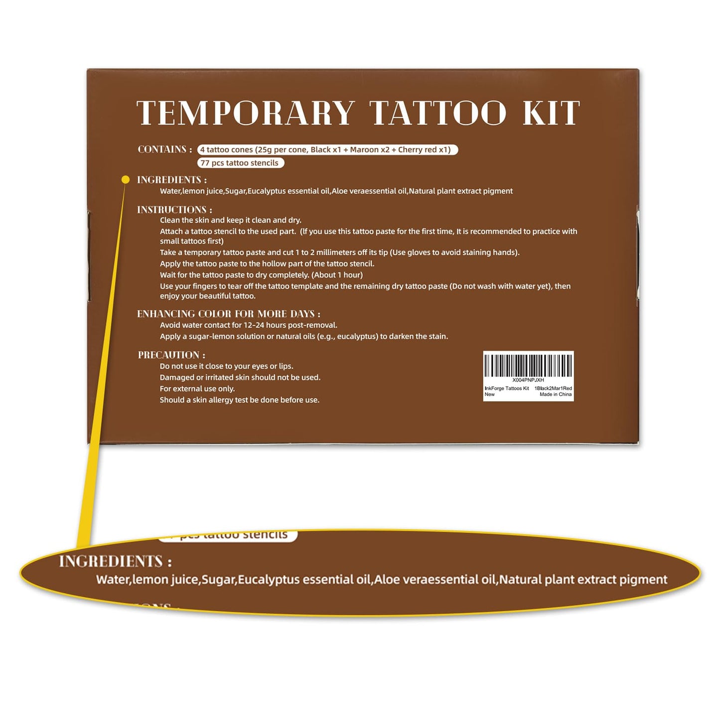 Instructional diagram for InkForge DIY tattoo application
