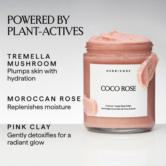 Herbivore Coco Rose body scrub texture shot