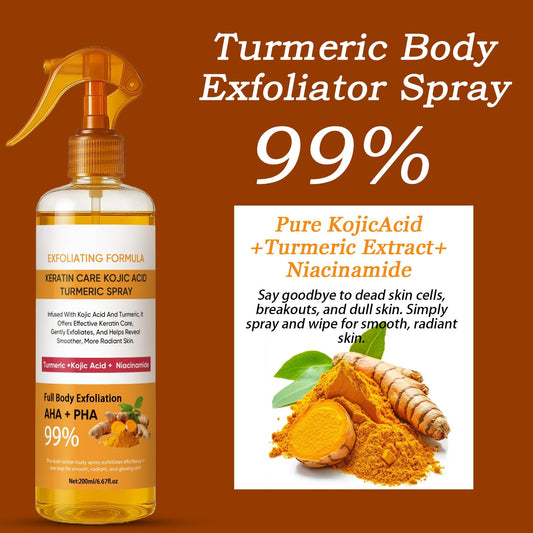 Turmeric exfoliating spray 200ml for body hyperpigmentation and skin brightening
