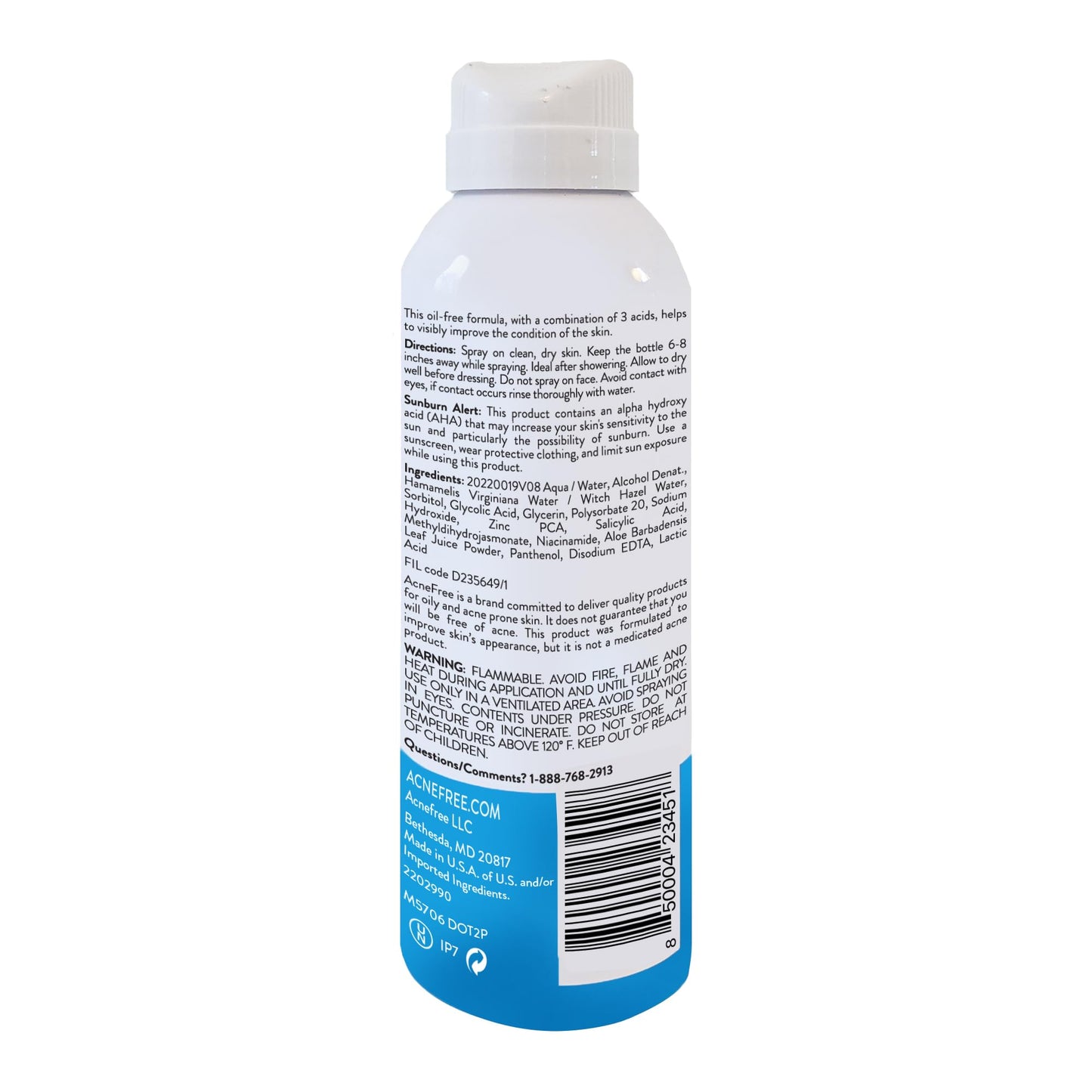 AcneFree salicylic acid spray for body breakouts