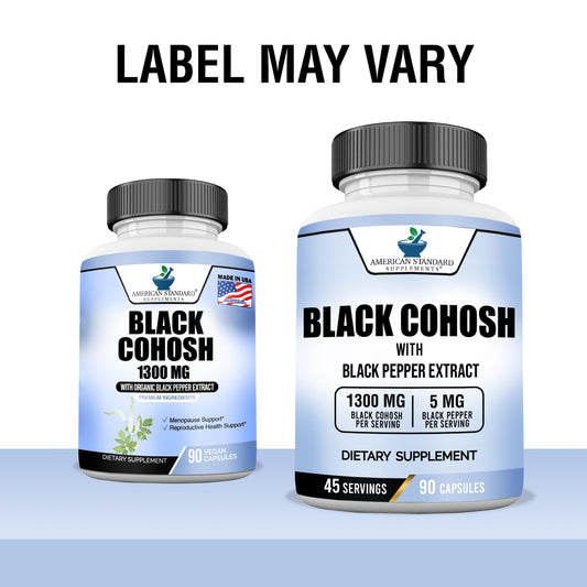 Label details of American Standard Supplements Black Cohosh herbal capsules