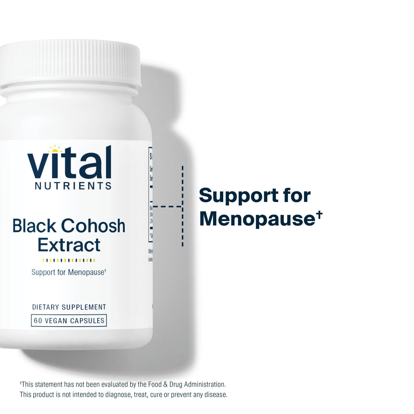 Vital Nutrients Black Cohosh 250mg dietary supplement bottle on a clean background