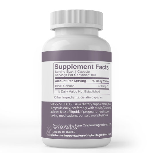 Pure Original Ingredients Black Cohosh Root supplement label details