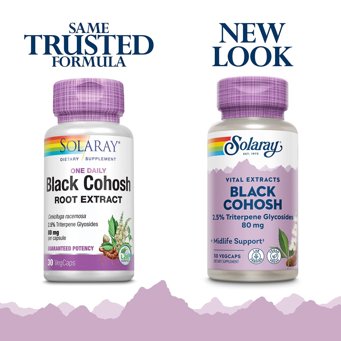 Solaray Black Cohosh supplement facts label and packaging