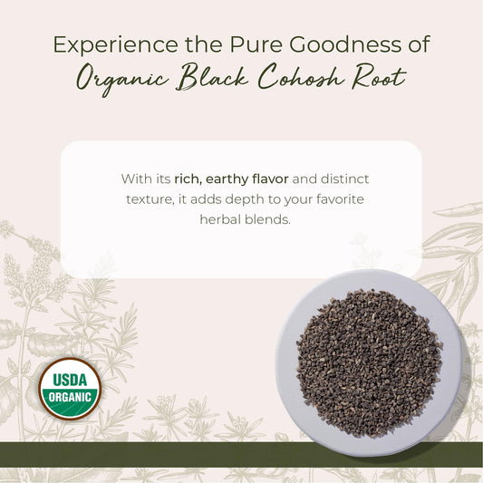 Close up of Starwest Botanicals cut and sifted organic black cohosh root texture