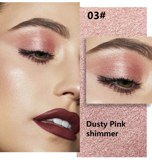 Evpct Dusty Pink Champagne eyeshadow compact open showing shimmer texture