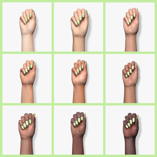 Close up of L.A. Girl Flex neon green nail polish bottle