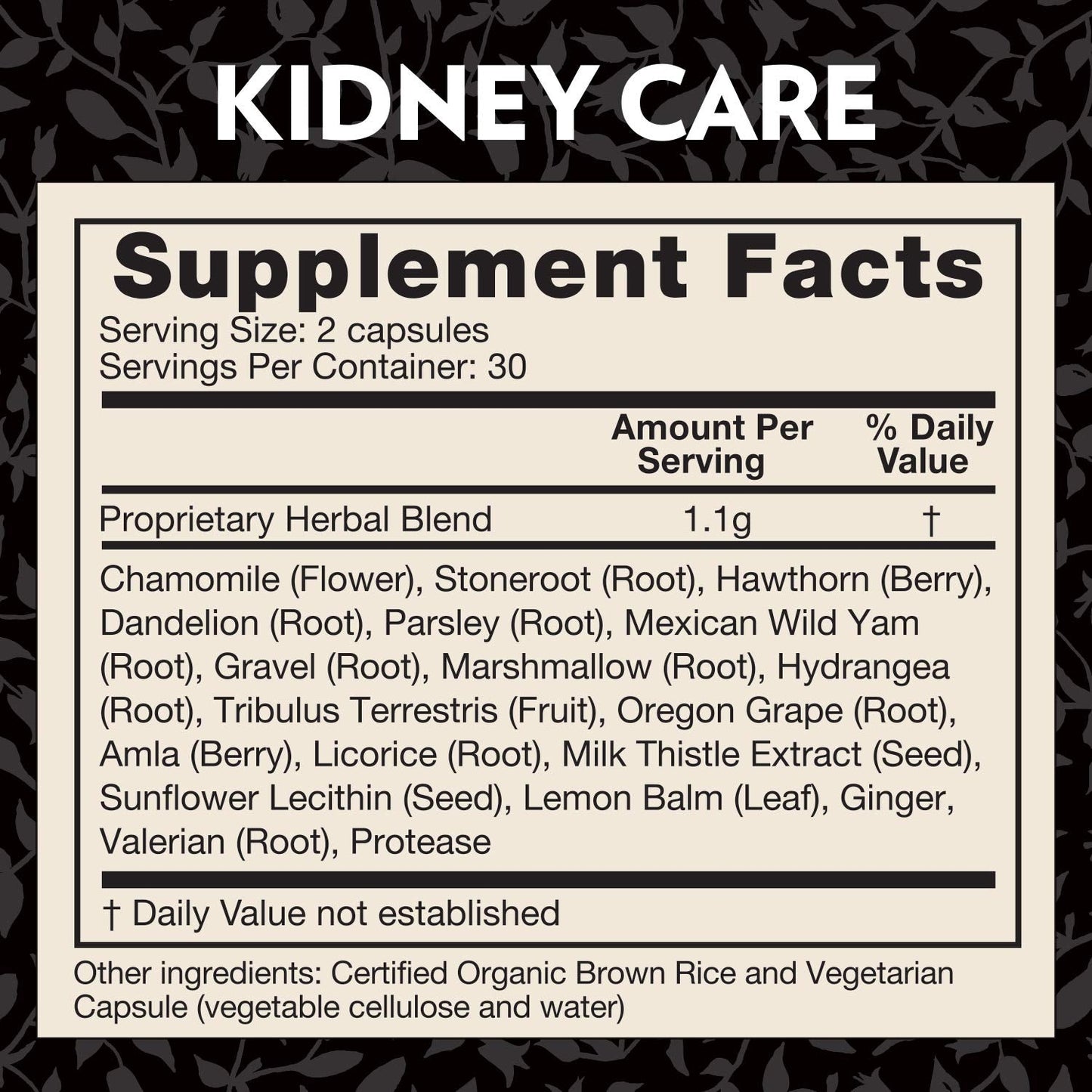 Crystal Star Kidney Care vegetarian capsules displayed next to its authentic USA import packaging.
