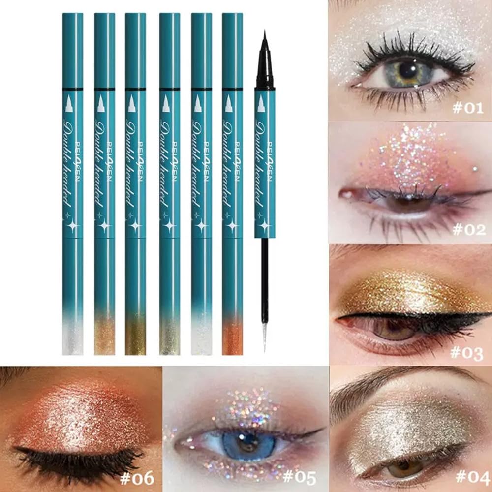 Model wearing Uock dual-ended eyeliner look