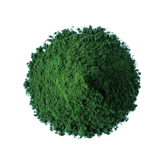Organic spirulina and chlorella powder blend texture