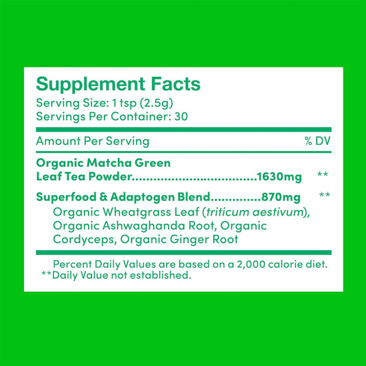 Further Food organic Japanese matcha powder label details