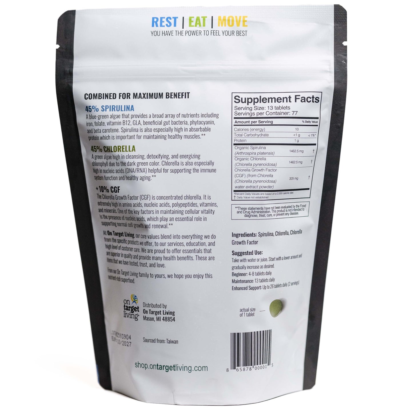 Premium imported USA organic algae supplement bottle