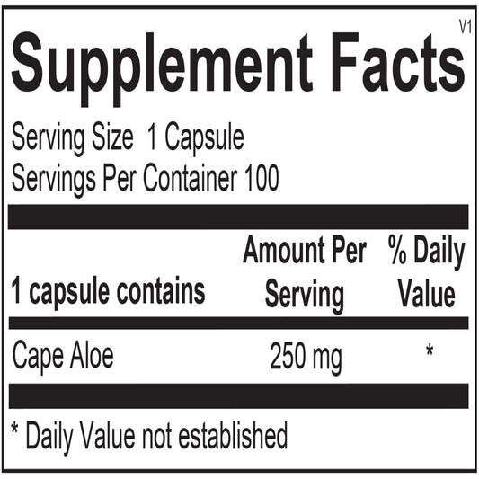Close up of Ortho Molecular Super Aloe 250 digestive health supplement label
