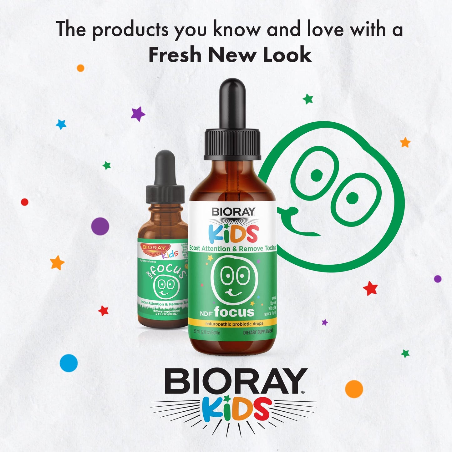 Bioray Kids Ndf Focus cognitive support liquid supplement packaging