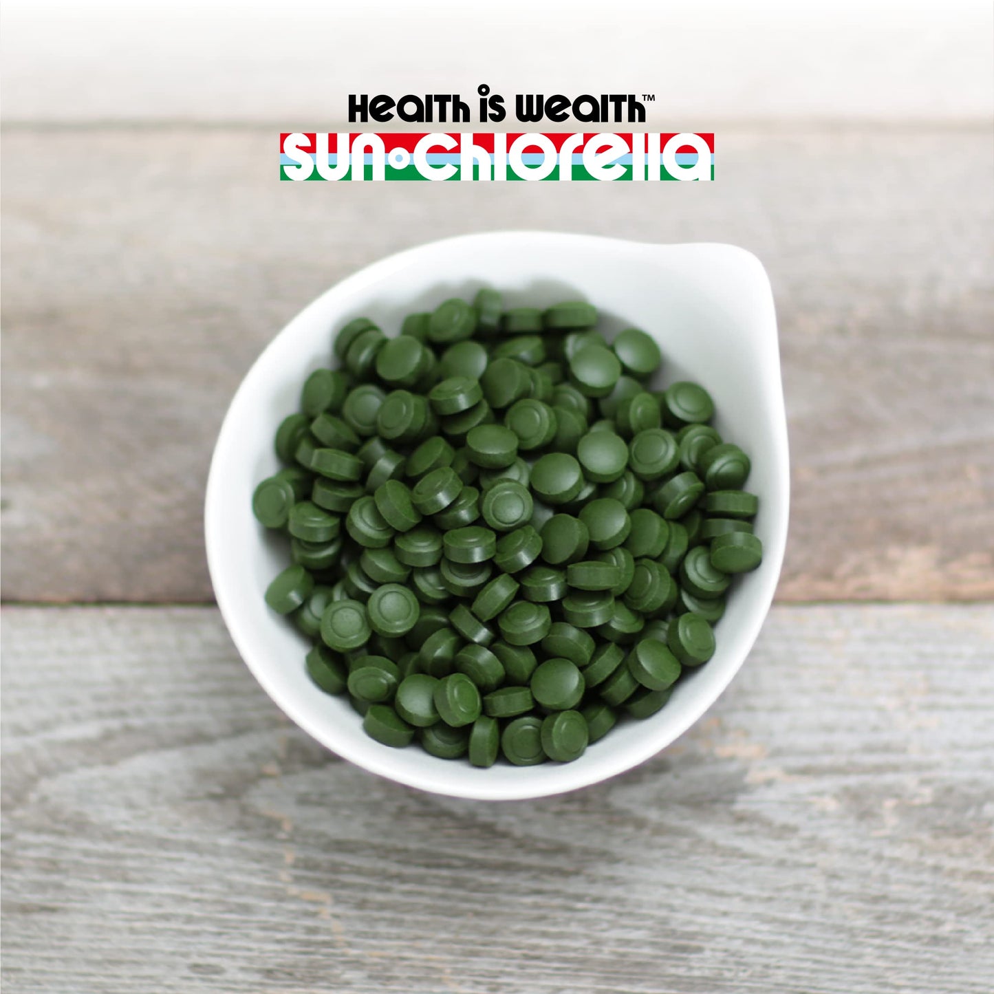 Sun Chlorella branding on authentic import packaging