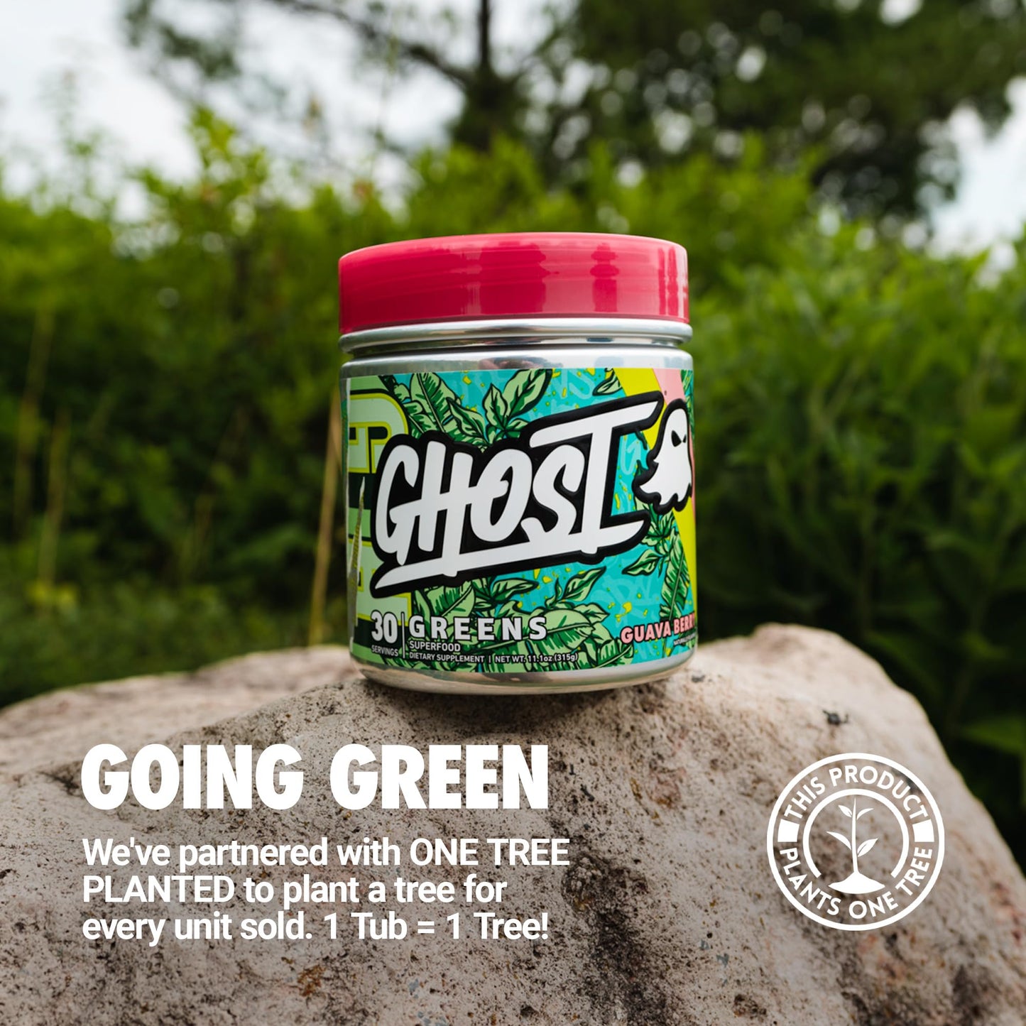 Ghost Greens authentic USA imported supplement container showing thirty servings