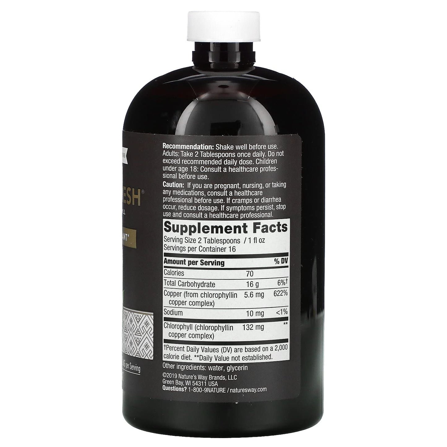 Nature's Way unflavored internal deodorant liquid supplement packaging details