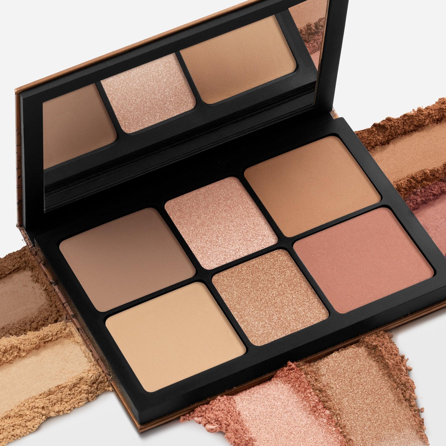 Swatches of Smashbox The Cali Contour Palette shades