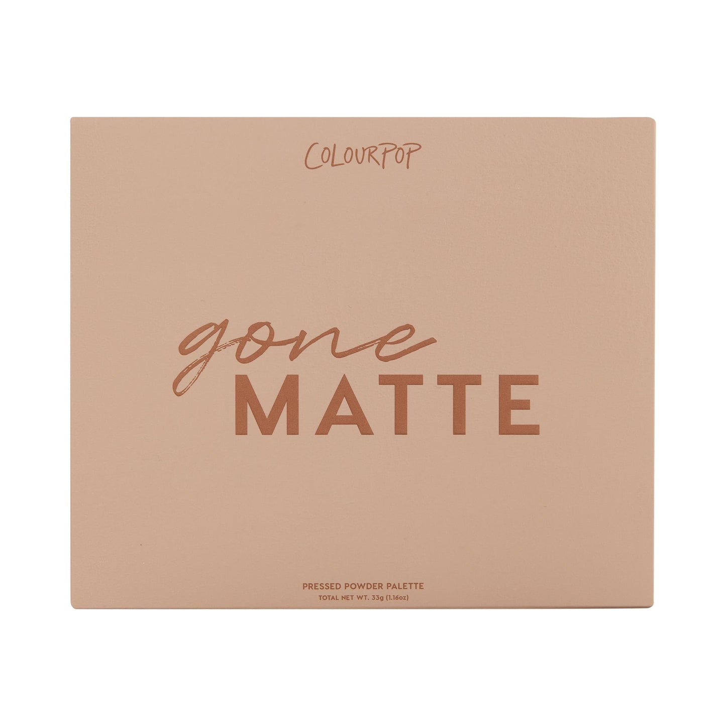 Back of Colourpop Gone Matte palette showing product details