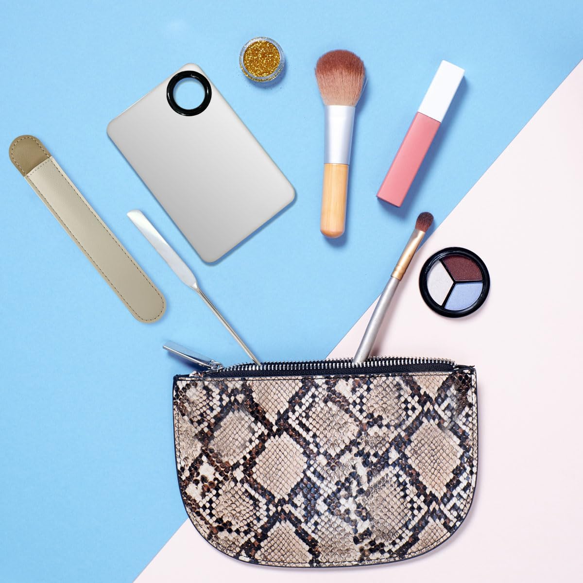 Travel friendly makeup spatula and palette set for beauty organizers