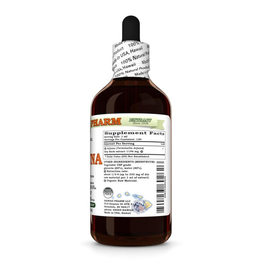 Hawaii Pharm Terminalia Arjuna liquid extract Four Fluid Ounces supplement bottle packaging