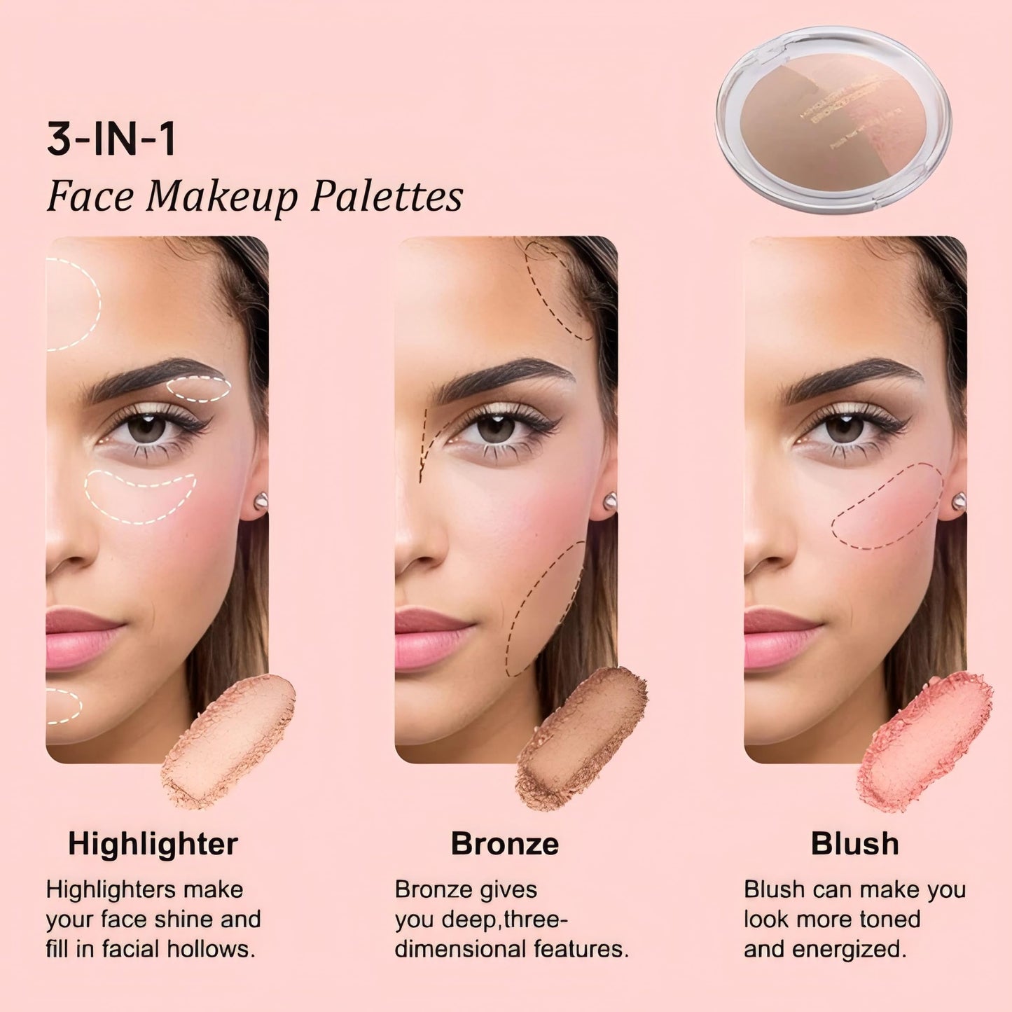 Corlo Baked Blush Highlight Bronze Palette travel friendly size