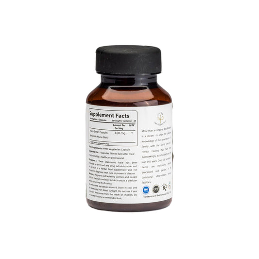 Bixa Botanical Terminalia Arjuna bark extract 450 milligrams supplement facts panel