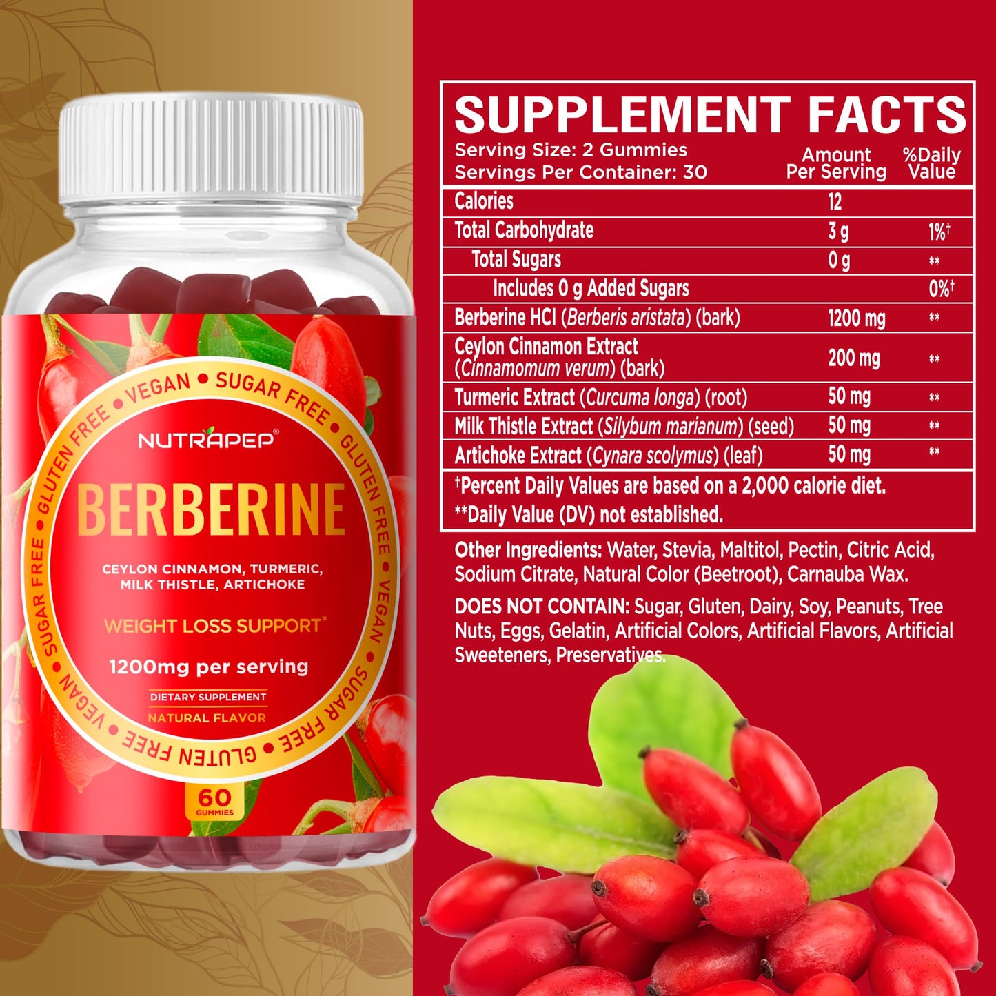 Lifestyle shot of NutraPep Berberine Hcl gummies for daily health